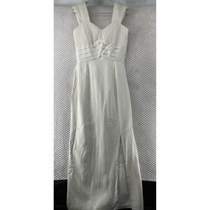 Vintage Joelle Bridal White Maxi Dress Pleated Bust Bow Back Formal Gown 8‎